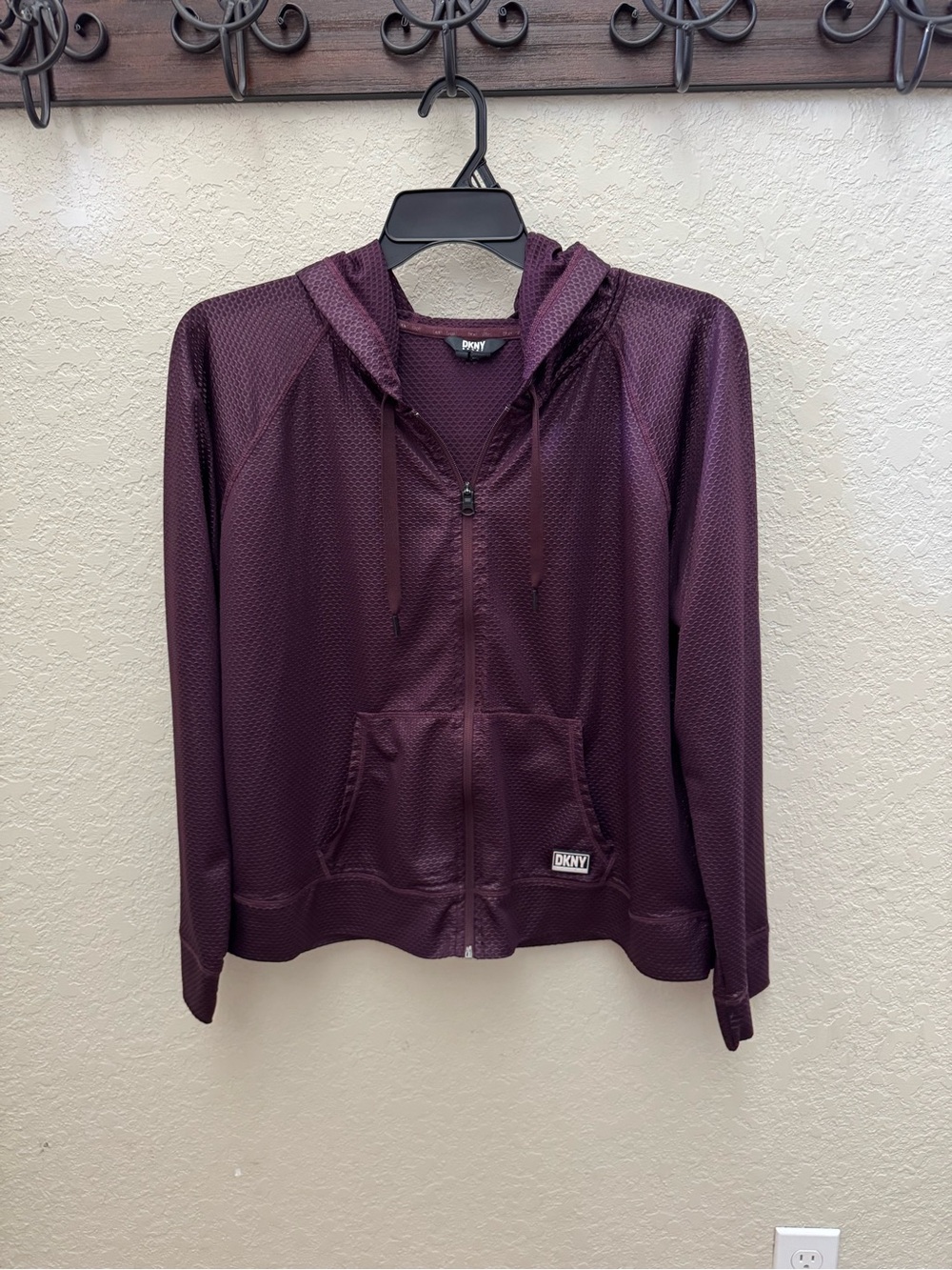 DKNY Women's Plum Lightweight Mesh Zip Hoodie